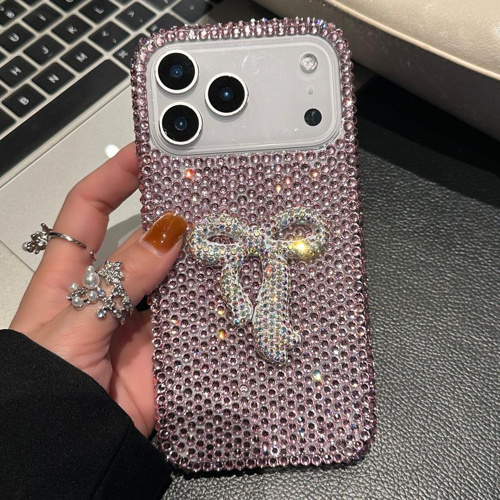 Luxury Diamond Bowknot iPhone Case with Lanyard for iPhone 11/12/13/16/17 Promax
