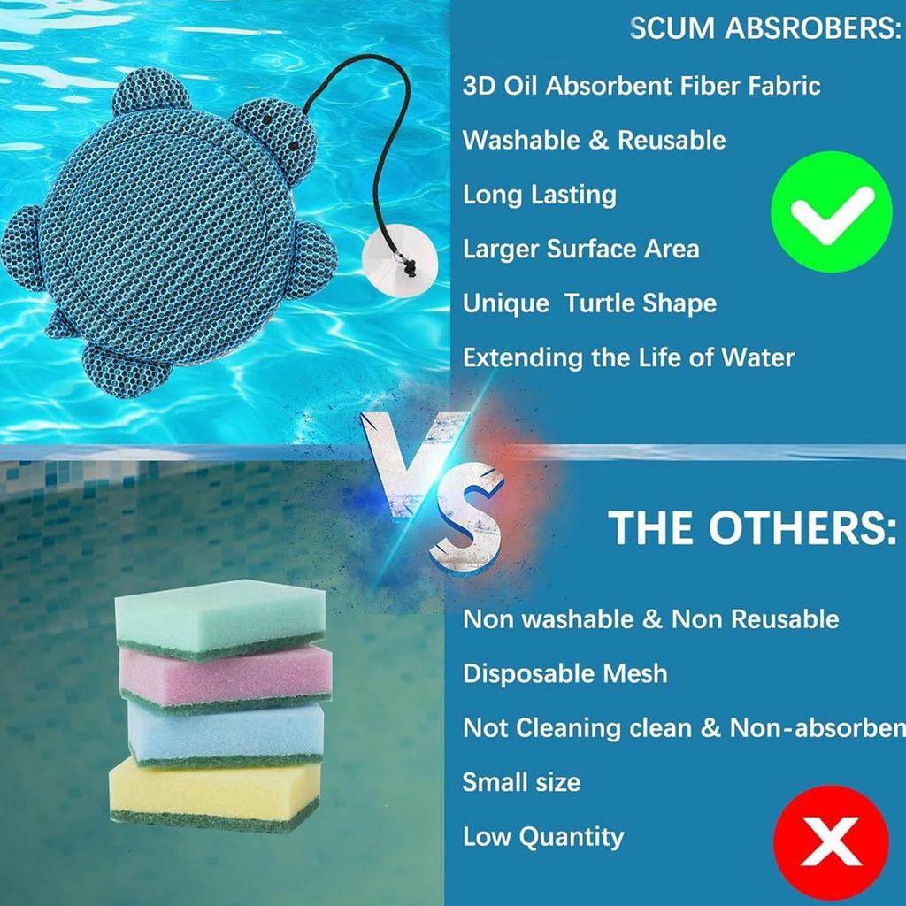 Turtle Shape Tub Scum Absorber Versatile Reusable Washable Hot Tub Sponge For Swimming Pool Spa cleaning Keeping Water Clean
