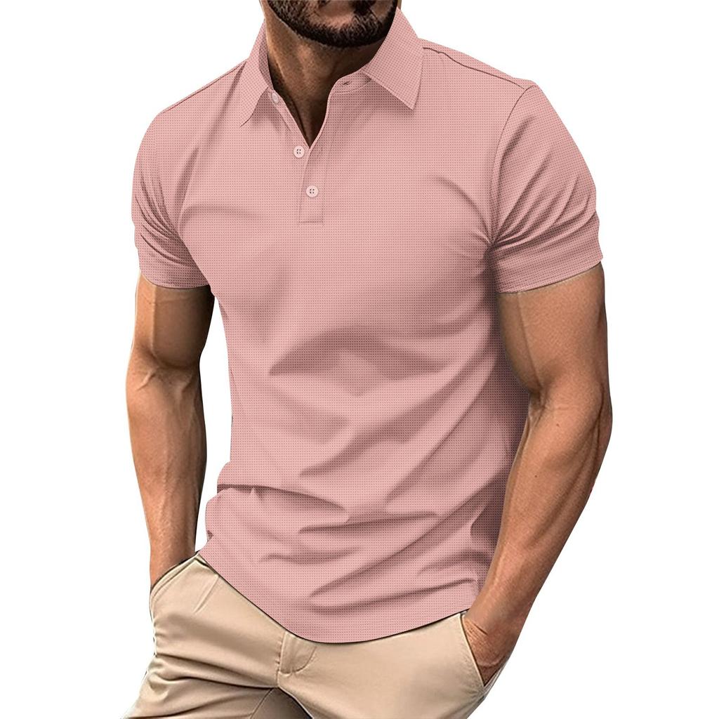 Men's Summer Solid Color Button Short Sleeve Tops Men's Casual Loose Fashion Tops