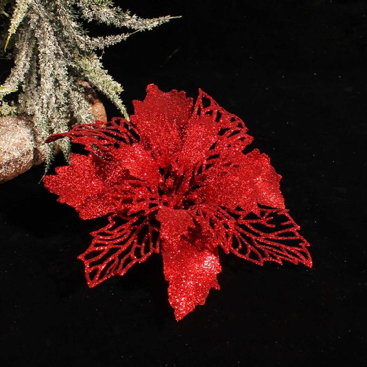 Artificial Glitter Christmas Flower Set of 6 Decorative Wreaths Wedding Party