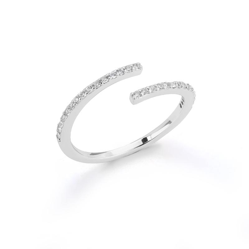 Simple Shiny Zircon Opening Adjustable Rings For Women Double Layer Luxury Engagement Wedding Ring Femme Luxury Jewelry Gift