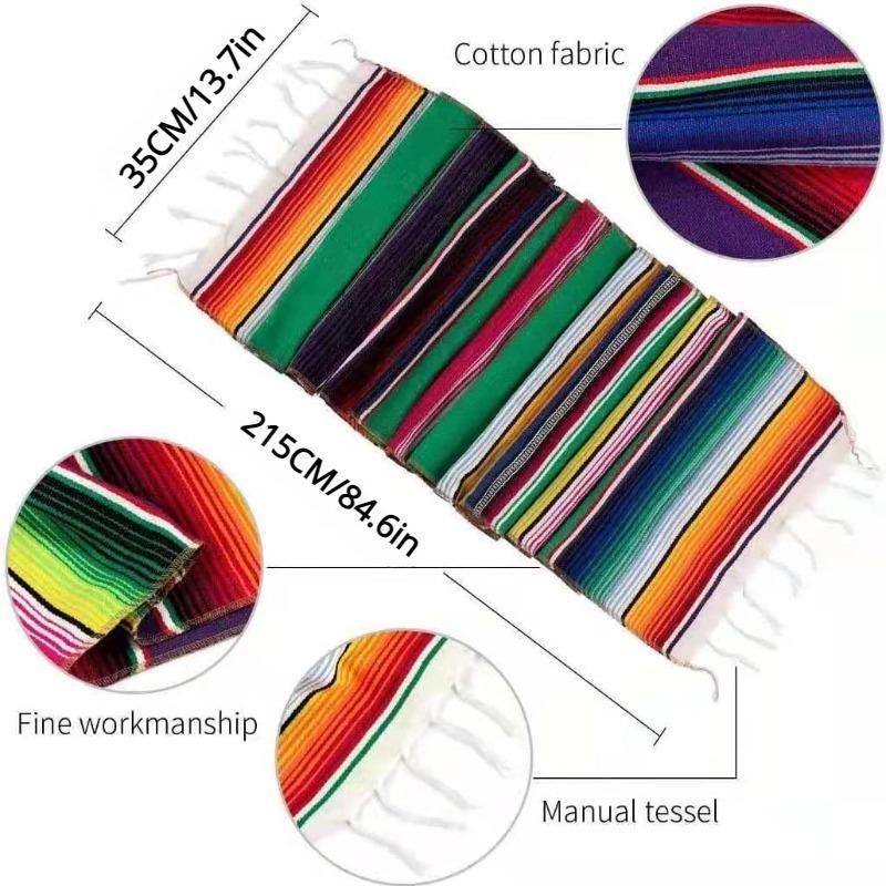 Mexican Table 1Pack 14 X 84 Inches Fiesta Mexican Theme Party Decoration for Cinco De Mayo Fiesta Party Table Cloth