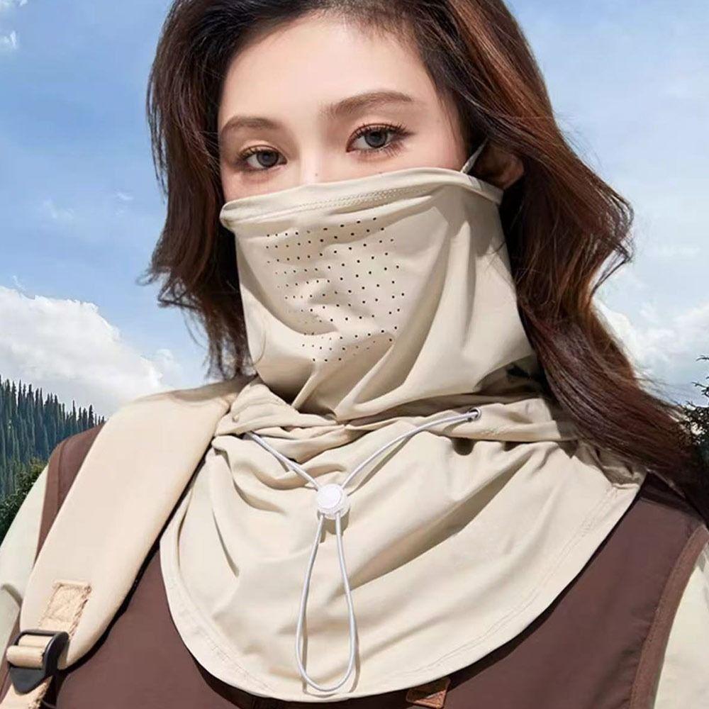 Breathable Ice Silk Sun Hat Adjustable Face Mask Pullover Cap Fashion Sunshade Cap  Outdoor Sports