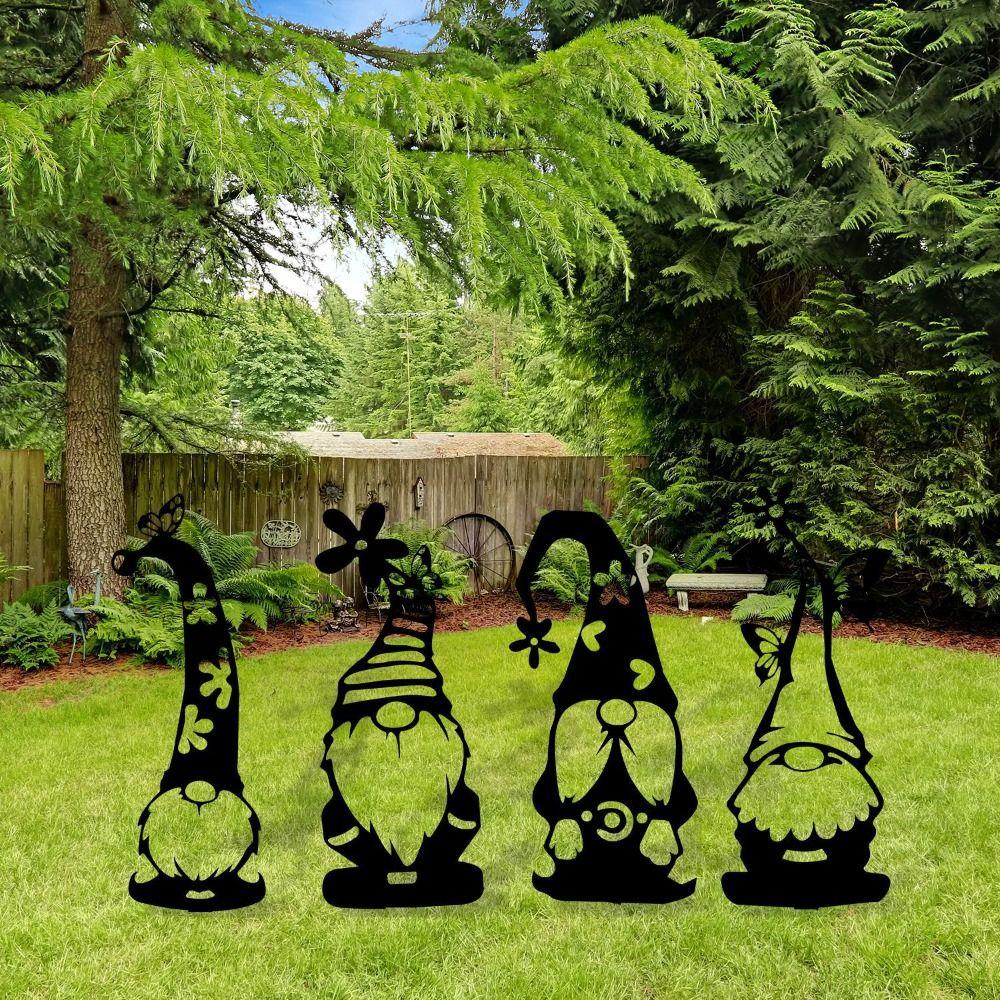 Acrylic Gnome Sign Branch Gnome Ground Sign Gnome Silhouette Garden Gnomes Stake Lawn