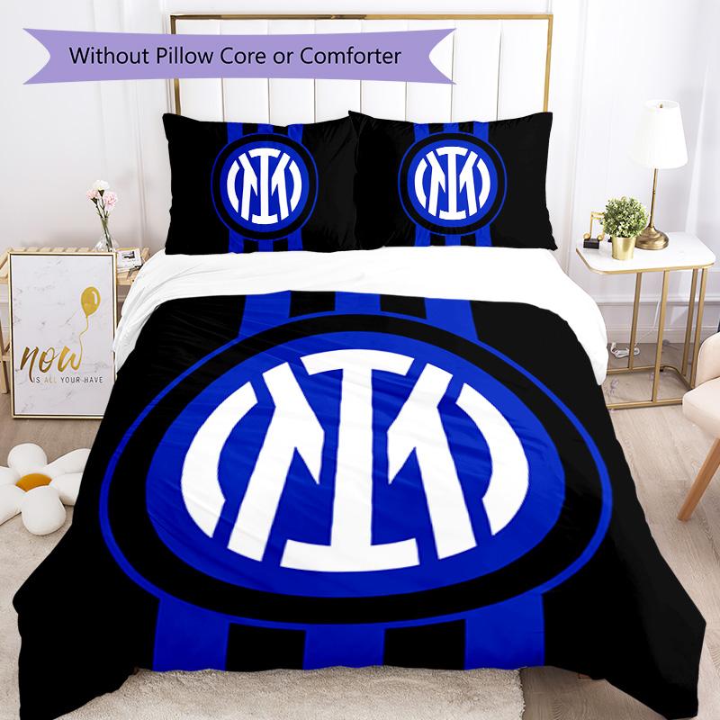 Biancheria da letto con motivo Inter Milan, Set piumone Copripiumino Federa Regalo di compleanno per la casa (1*copripiumino+2*federe,senza imbottitura)