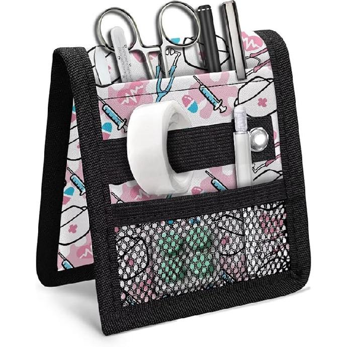 Cat Printed Nurse Pocket Protector Cartoon Nurse Organizer Bag Pouch Utility Hospital Bag Organiser Pouches Tool Case