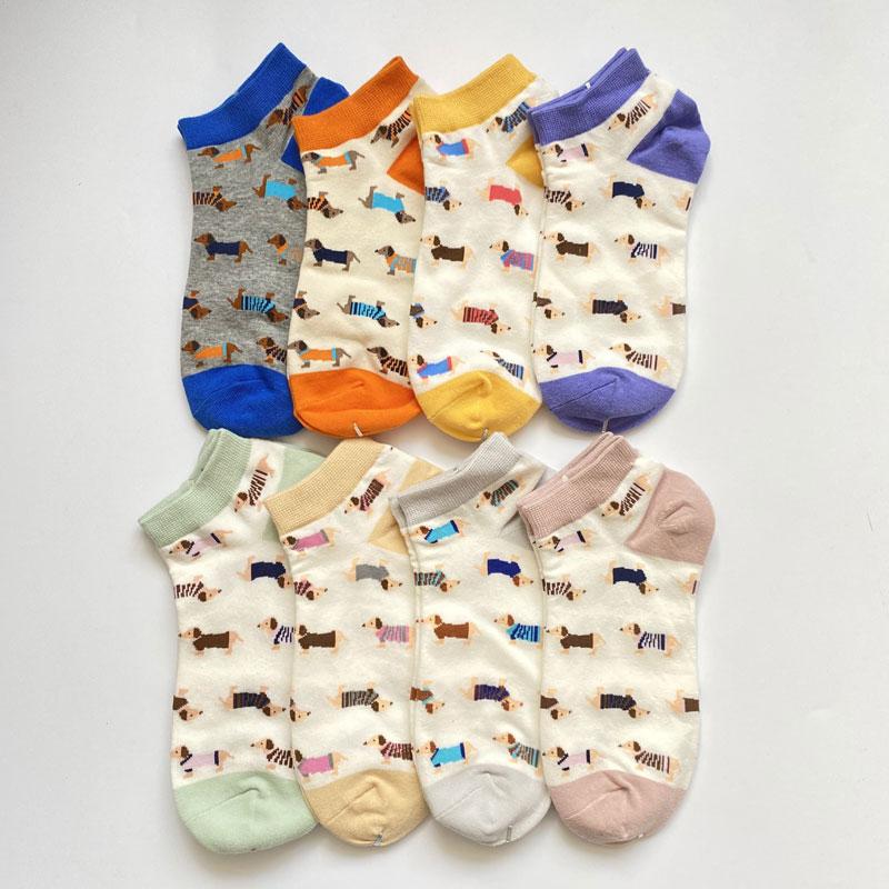 Animal Women Socks Colorful Cute Sausage Dog Cotton Cartoon Couple lady Girl Spring Summer Socks Support Zoo