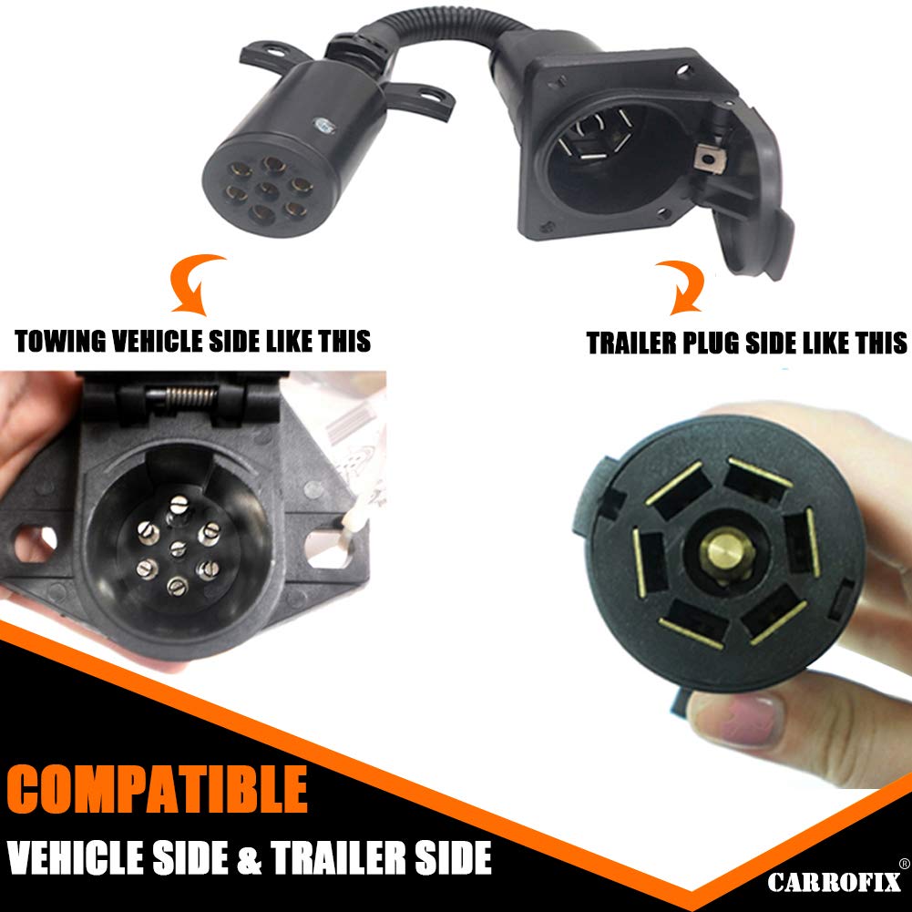 CARROFIX 7 Pole to 7 Way RV Trailer Adapter Connector, OEM Standard 7 Pin