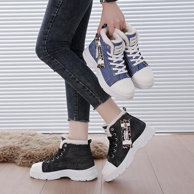 Nowe płócienne buty damskie typu high-top, oddychające buty codzienne na grubej podeszwie zwiększające wysokość, buty typu Martin do sportu