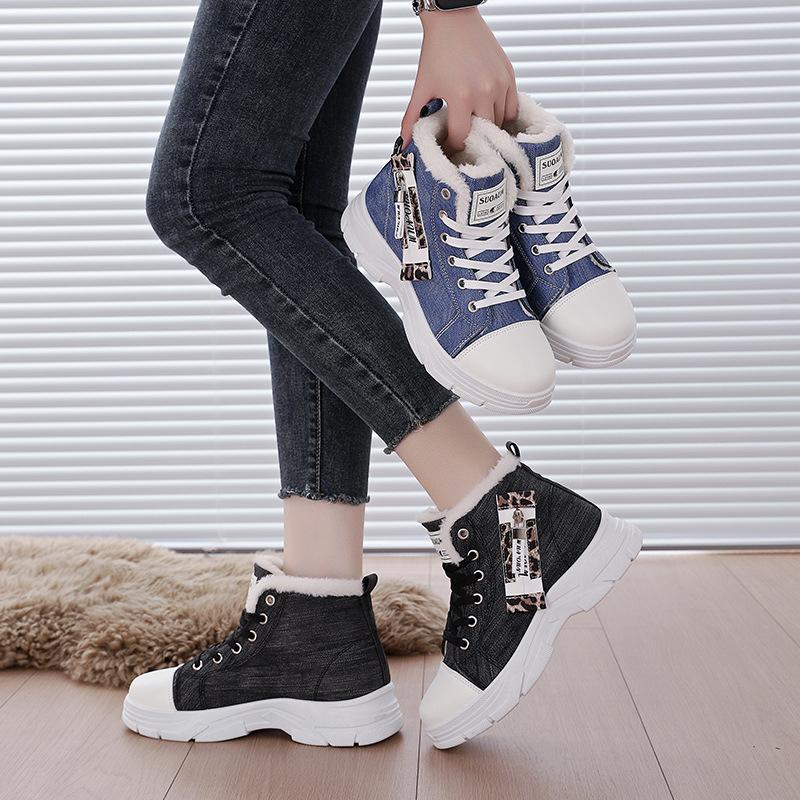 New Canvas High-top Women's Shoes, Breathable Thick-soled Height-increasing Casual Shoes, Martin Boots for Sports