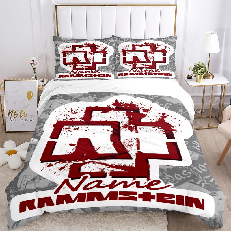Custom Textile Rammstein Metal Bedding 3 Piece Set HD Print Duvet Cover Pillowcases for Teens Adult Bedroom Decoration