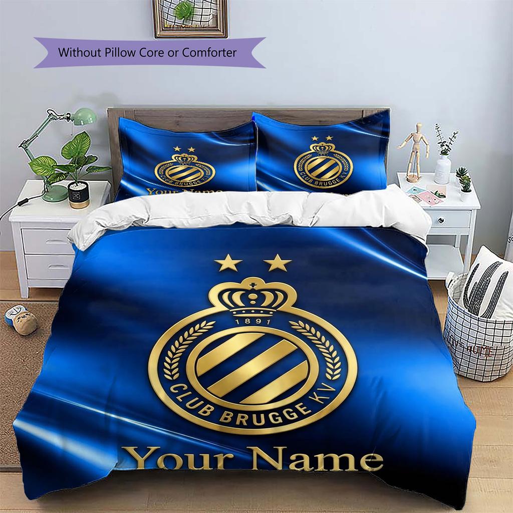 Club Brugge KV Custom Name Pattern Bedding,Quilt Set Quilt Cover Pillowcase Home Birthday Gift(1 * Duvet Cover + 2 * Pillowcase, Without Core)