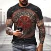Viking Tattoo 3D Printing T-Shirt Men's Fashion Street Hip Hop Viking Pattern Short Sleeve Tops Funny Women Kids T Shirt Summer