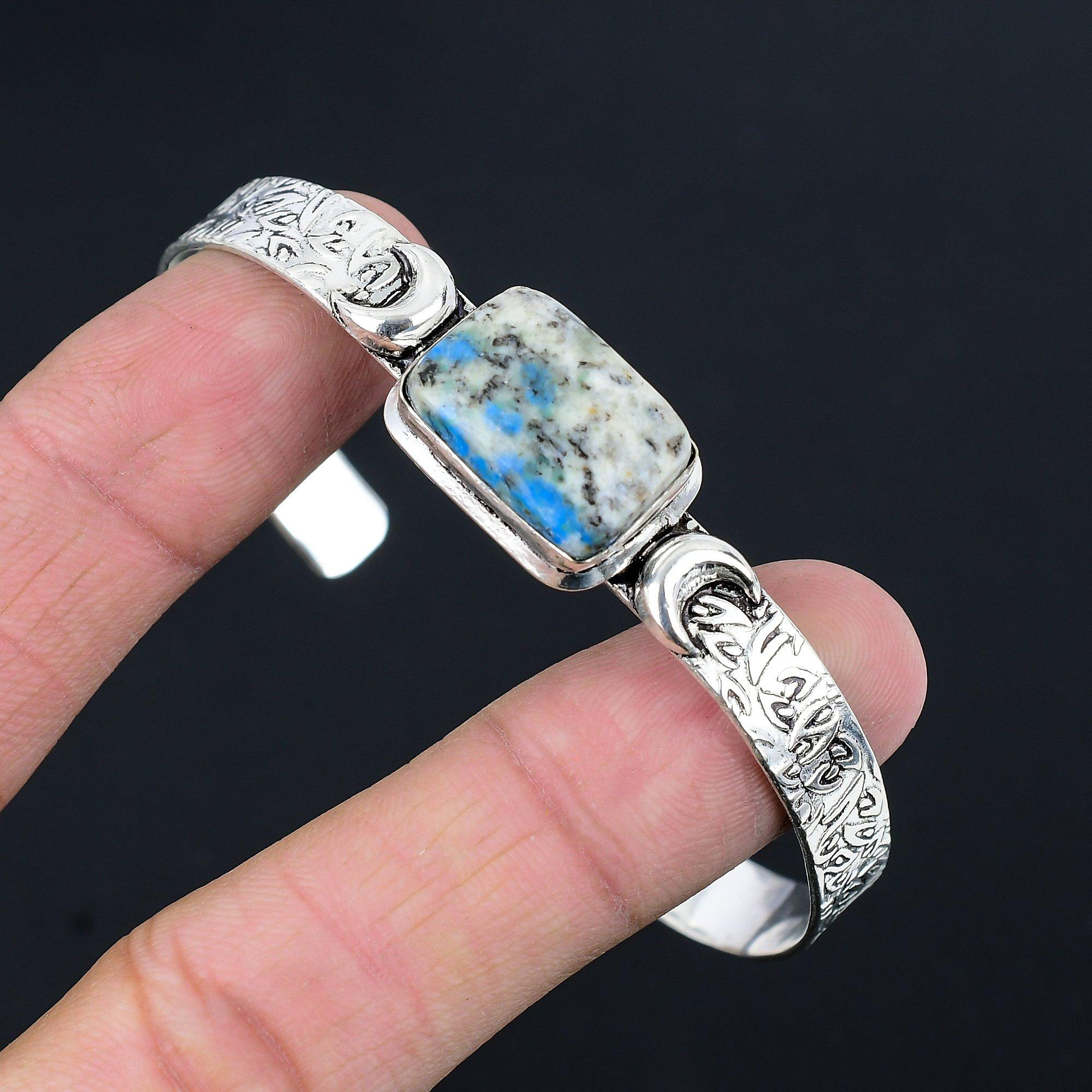 

День женщин Распродажа Серебро 925 пробы Камень К2 Яшма Полумесяц Браслет для жены Adjustable