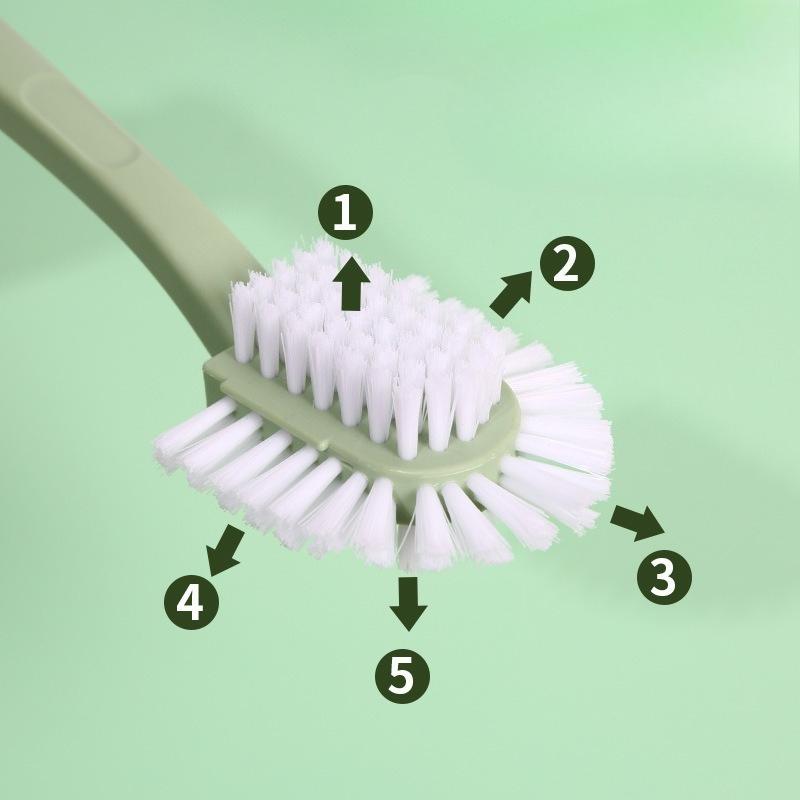Five-sided Shoe Brush, Long-handled, Soft-bristled Household Plastic Laundry and Shoe Cleaning Brush for Children and Babies
