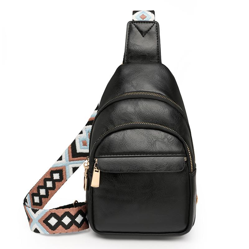 

Мягкая кожаная нагрудная сумка, уличная сумка через плечо, ретро женская сумка через плечо чёрный