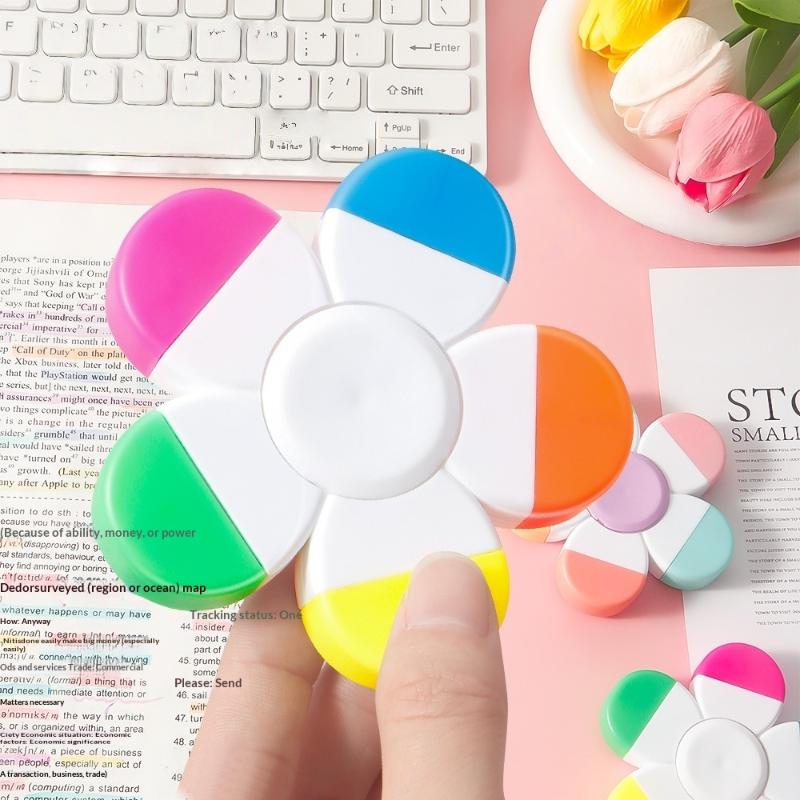 

Новый 1 шт. Форма цветка Акварельные цвета 5-в-1 Флуоресцентные ручки Спиральный маркер для кончиков пальцев Для школы Офиса Канцелярские товары