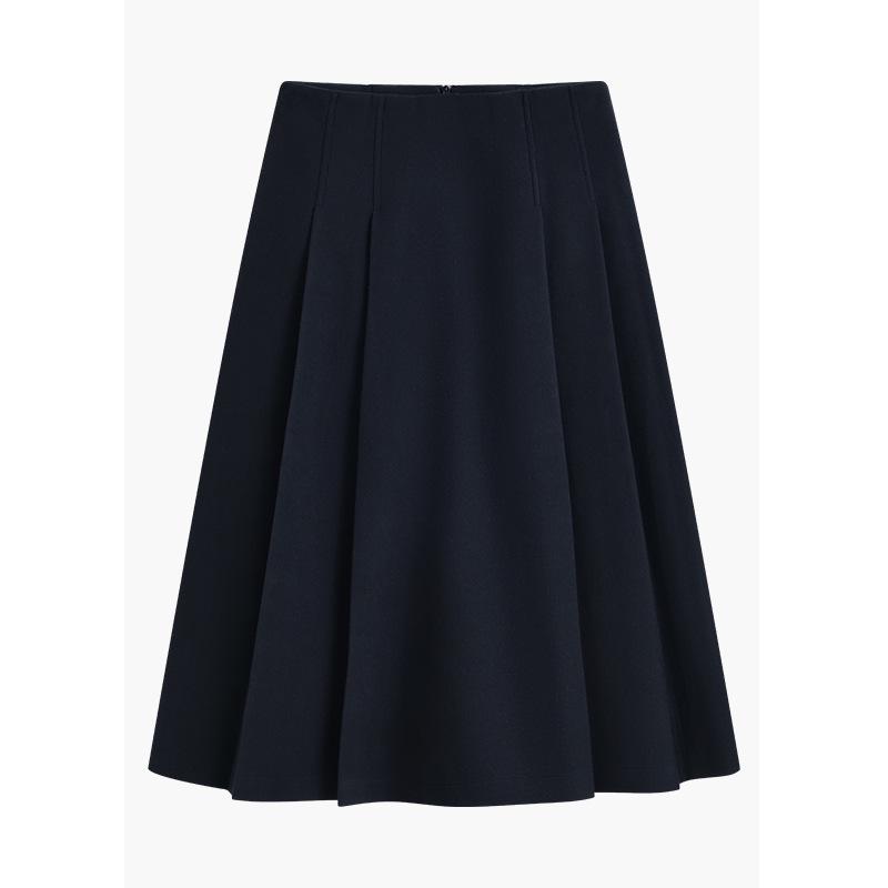 2025 Autumn/Winter Women s Wool Dark Blue A-Line Skirt: High-End, Slimming, Mid-Length XL темно-синий