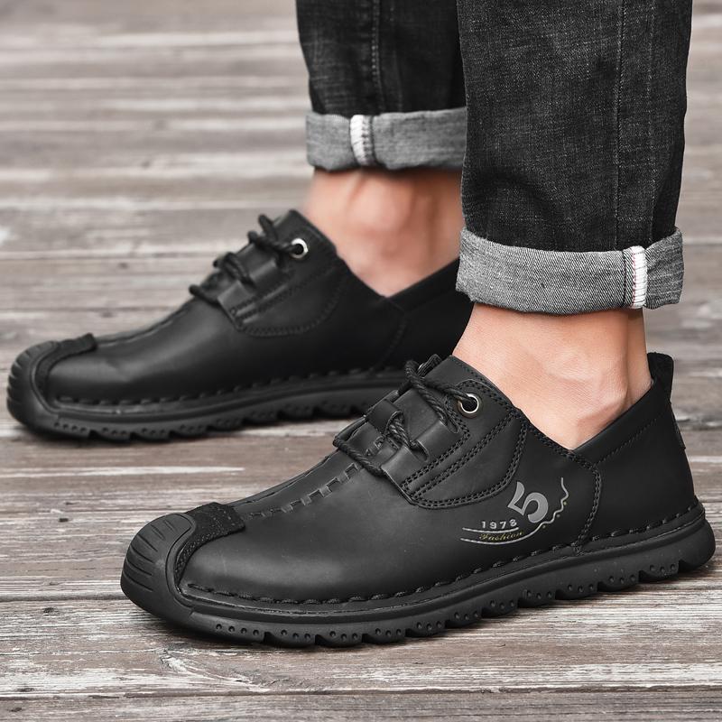 Ručně vyráběné Retro boty z hovězí kůže Muži Ploché Móda Ležérní Boty Muži Mokasíny Mokasíny Muži Boty Kůže