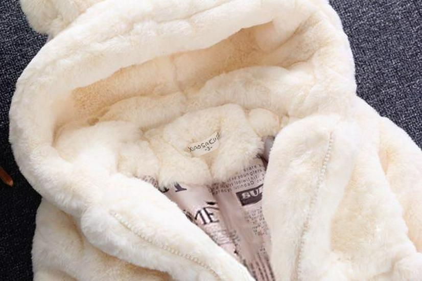 Autumn & Winter Furry Bunny Ear Sweater Coat for Toddlers and Girls - New Style Cotton Padding.