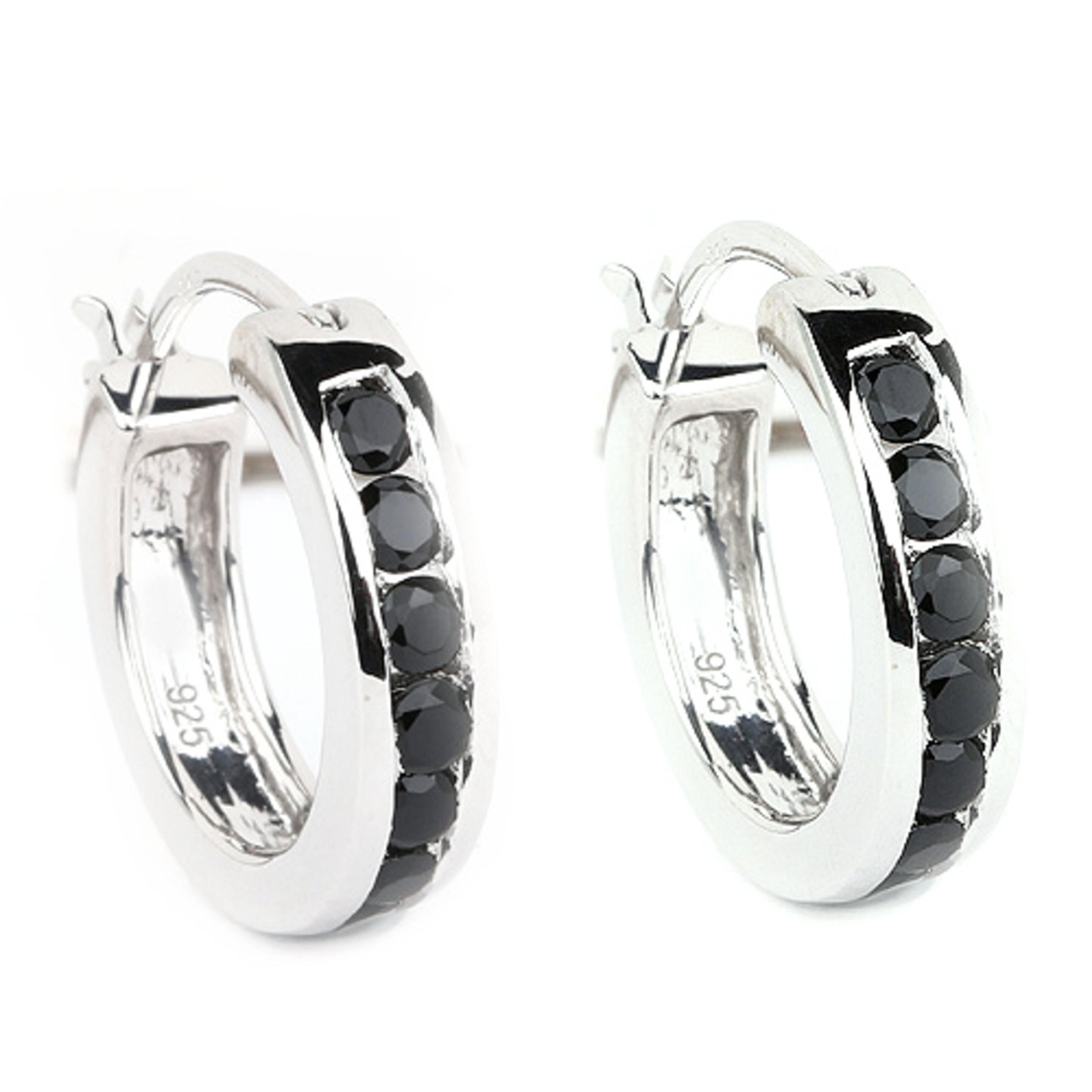 

Black Spinel Round Earrings 925 Sterling Silver Elegant Jewelry білий