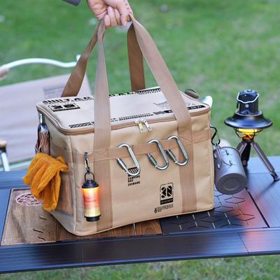 Taktische Camping-Aufbewahrungstasche 42L Utility Organizer Tragetasche mit Fächern Wasserdichtes Oxford-Gewebe Zusammenklappbarer Kochgeschirr-Organizer für Camping Reisen Auto