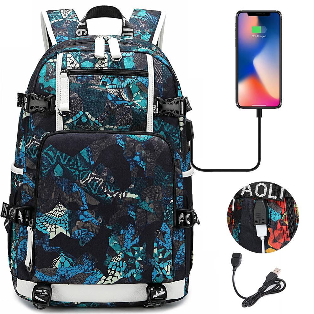 Anime Manga Cartoon Print USB Charging Student Backpack Teenagers Unisex Casual Large Capacity Daypack Simple Edition