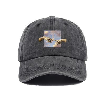 Hand In Hand Oil Painting Retro Baseball Hat Men's and Women's Versatile Curved Eaves Sunscreen Hat