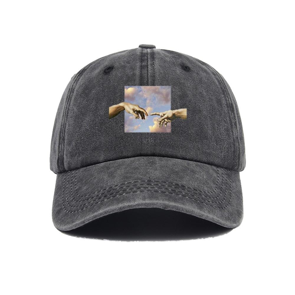 

Hand in Hand Oil Painting Retro Baseball Hat Men s and Women s Versatile Curved Eaves Sunscreen Hat