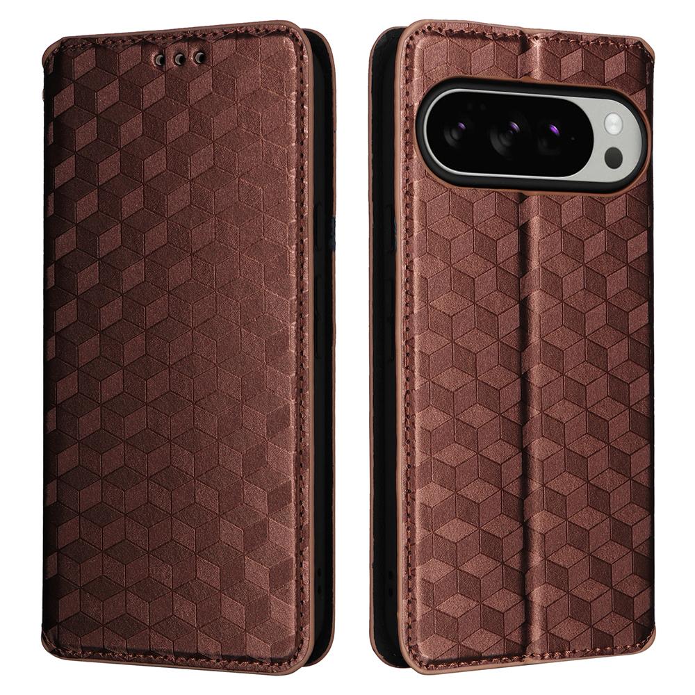 For Google Pixel 10 Pro XL Case Wallet Rhombus Imprinted Leather Phone Cover