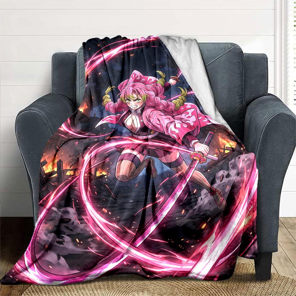 1pc Mitsuri Kanroji Blanket, Gift, for Men and Women, Soft Blanket, Good for Sofa Bed Couch Travel, Lightweight Flannel Blanket