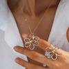Stainless Steel Hollowed Out Daisy Necklaces for Women Ladies Minimalist Niche Design Pendant Necklaces Vacation Jewelry Gifts