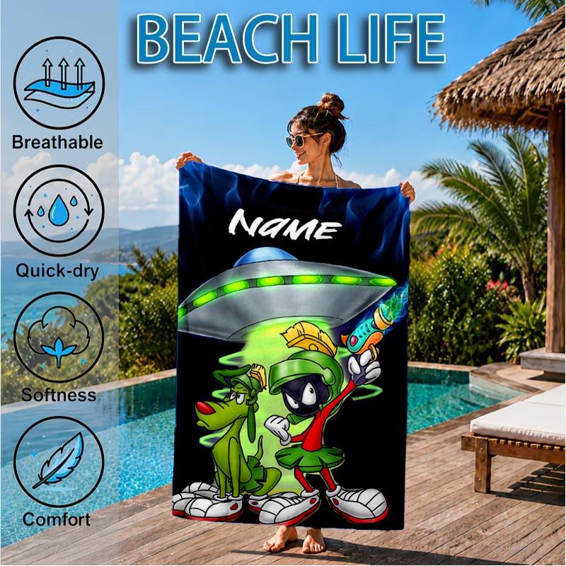 Custom Name Marvin Adventure Beach Towel Microfiber Beach Towel, Lightweight and Quick-Dry, for Summer Travel, Swimming Pool Gift