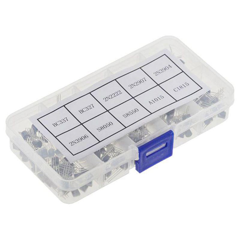 200pcs 10 Values Silicon Transistors Assortment BC337 2N3904 2N2222 Transistor Kit BC327 2N2907 2N3906