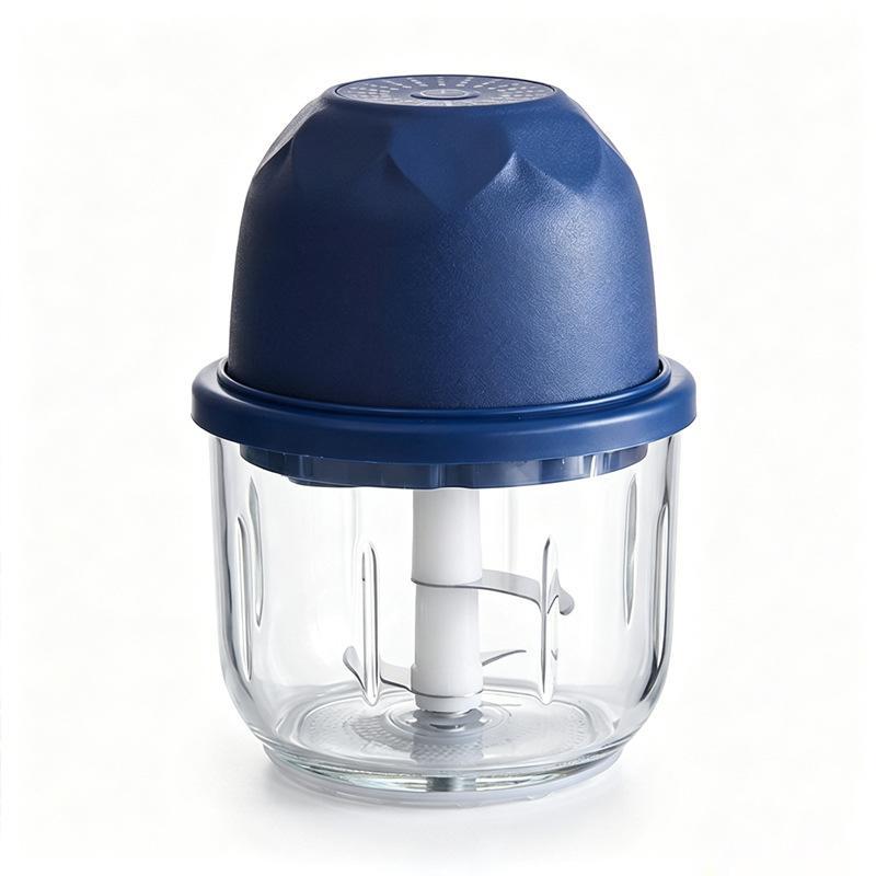 Wireless Electric Garlic Chopper 2 Stainless Steel Blades 250Ml Glass Container For Home Kitchen Mincing Garlic Veggies Spices