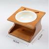 1Set Pet Wooden Tilted Feeders Pet Anti-slip Double Ceramic Bowl Cat Dish with Slope Base Lovely Pet Bowls with Bamboo Stand