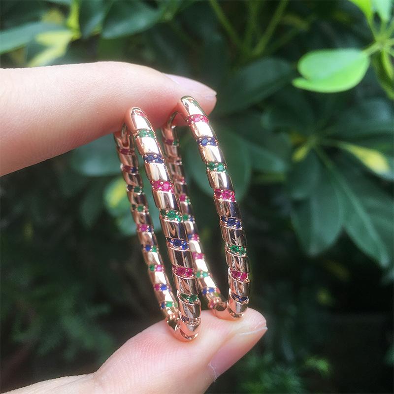 Large Circle Earrings Popular Micro-Set Oval Large Earrings Earrings