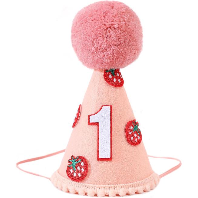 Strawberry First Birthday Crown - Sweet One Felt Hat Decoration for Baby Girls