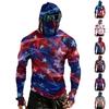 Men's Casual Raglan Sleeve Hooded Long Sleeve Sun Protection Shirt with Graphic Print Lightweight Breathable Fabric for Outdoor Activities