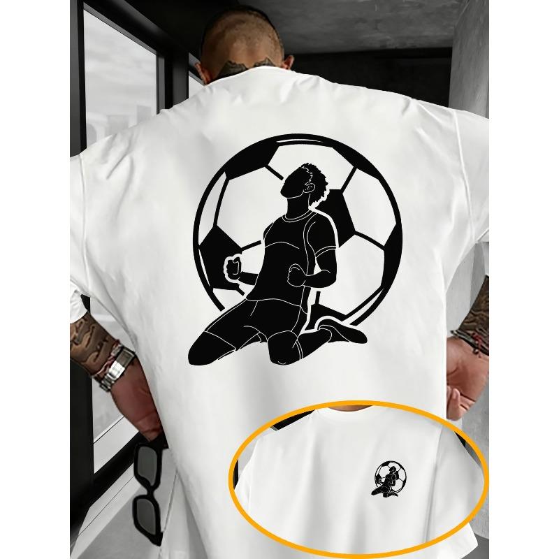 

European sizes Trendy Sporty Style Men s Soccer Player Celebration Print Short-Sleeve T-Shirt S белый