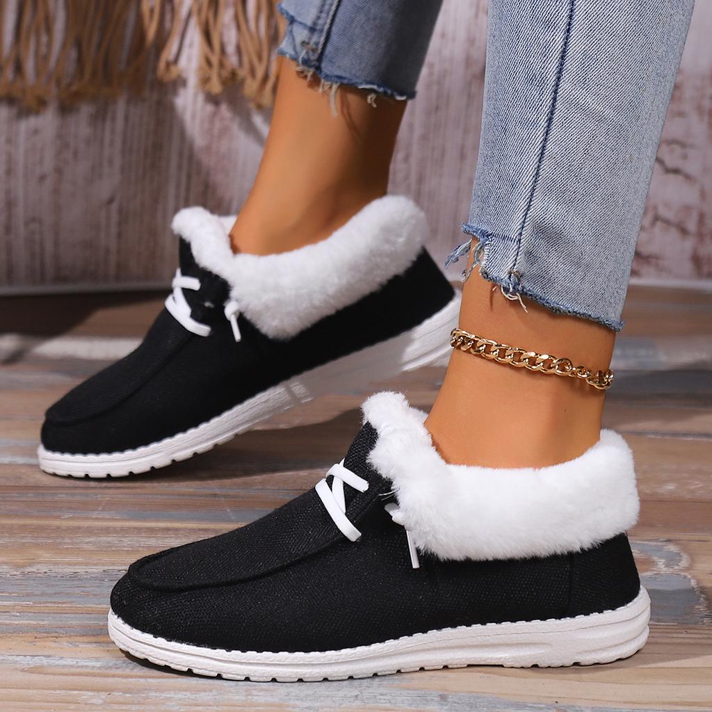 Damen Warme Winter Plüsch Stiefeletten Stiefel Einfarbig Runde Zehenpartie Sportschuhe Ballerinas Slipper Damen Freizeit Baumwollschuhe Damen