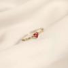 High Quality Red Heart Crystal Adjustable Rings for Women Charm Gold Color Stainless Steel Zircon Bride Finger Jewelry Colorfast