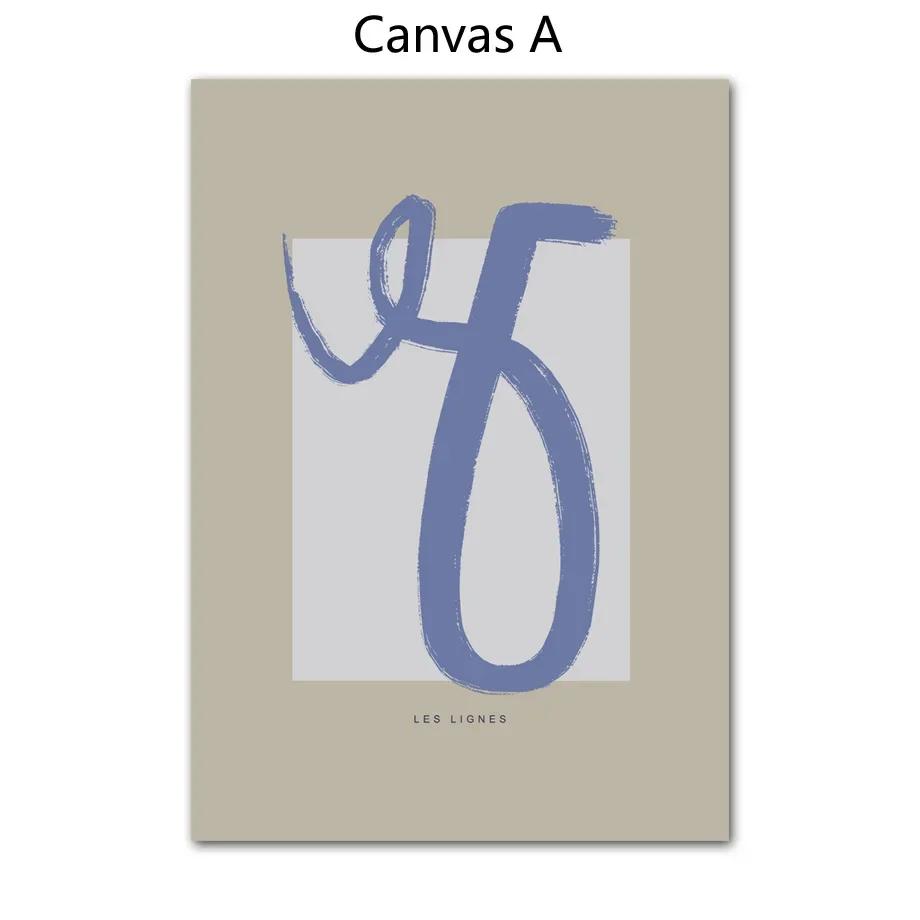 

Bohemia Blue Abstract Geometric Line Flower Nordic Posters, Canvas Paintings, Print, Modern Wall Art, Living Room, Home Decorati 21x30cm No Framed