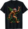 Santa Monster Bigfoot Christmas Tree Xmas Lights Funny Sasquatch Tshirt Cool Trending Street Fashion Tops Tee Shirt Short