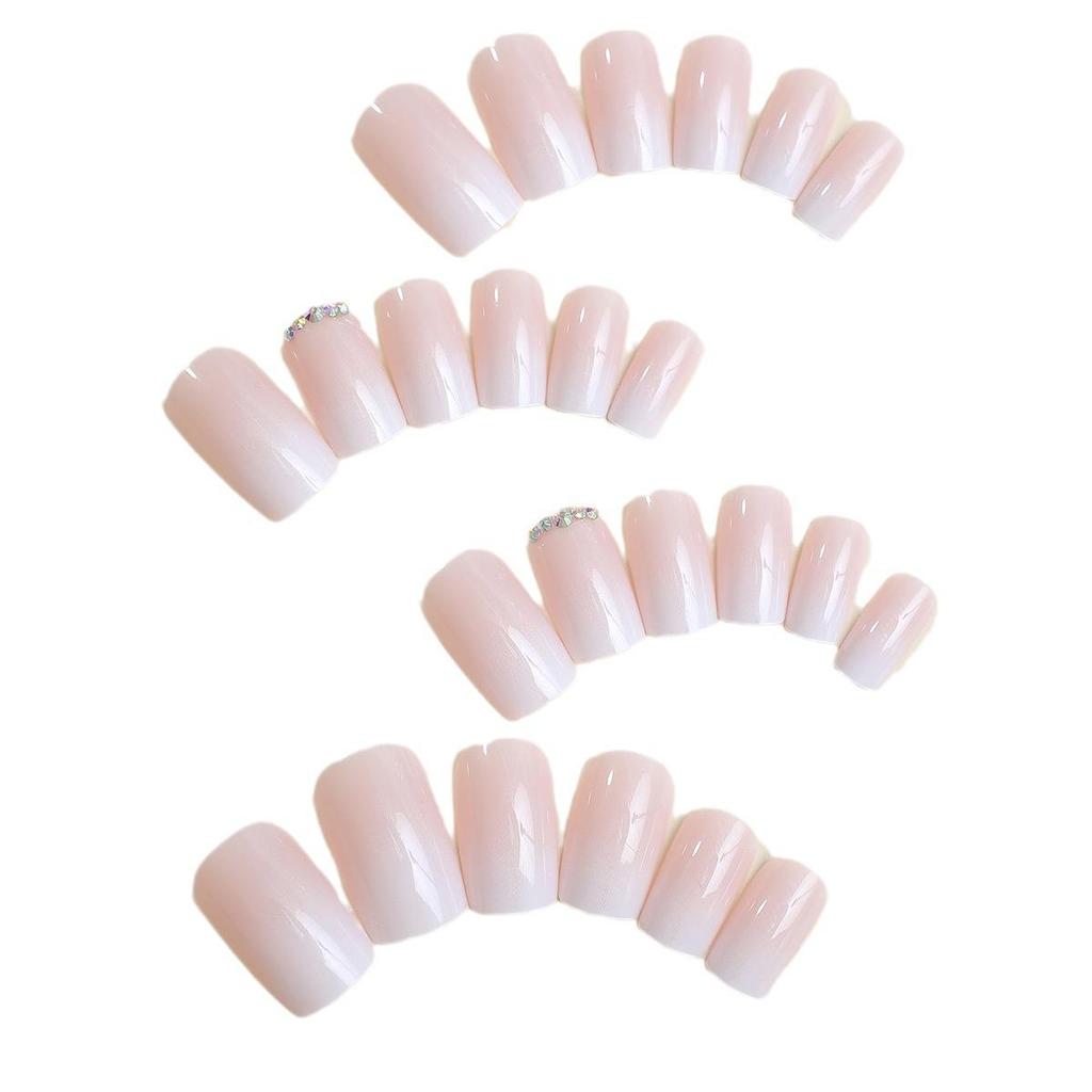 Cross-border Exclusive Gradient French Rhinestone Removable Fake Nails for Europe & America