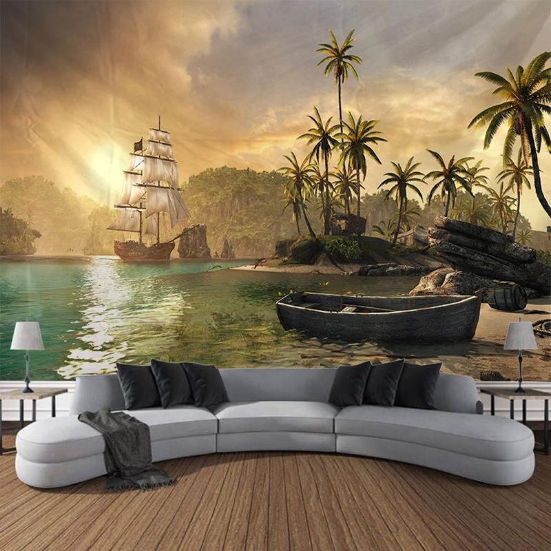 Nautical tapestry pirate ship wall hanging psychedelic decoration aesthetics living room bedroom dormitory wall decoration