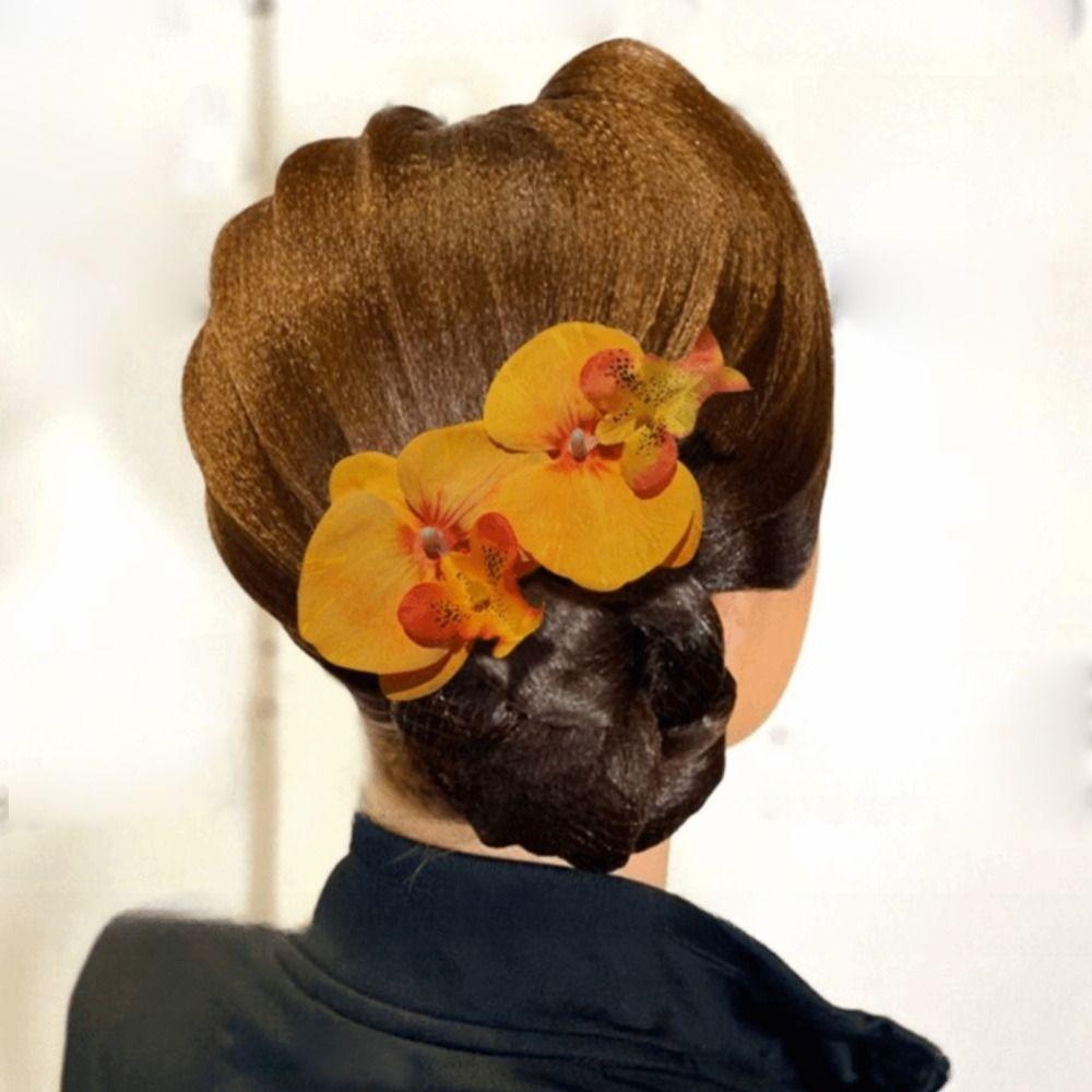 

Pink Color Orchid Flower Hair Clip Large Size Barrettes Ornament New Flower Hairgrip жовтий