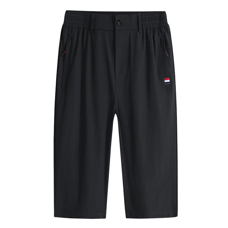 Summer New Cropped Pants Men's Large Size Loose Ice Silk Quick-drying Shorts Sports Beach Pants Mid-length Pants Breathable Pants