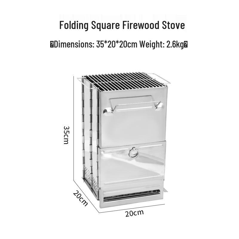 Stainless Steel Foldable Firewood and Charcoal Camping Stove & Grill