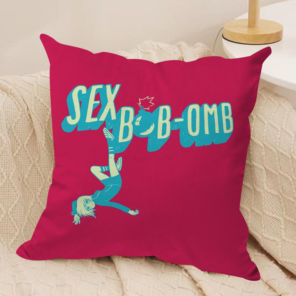 Cartoon SScott PPilgrim Cushion Cover Soft Plush Fabric DoubleSided Printed Sofa Cushion Cover for All Seasons Home DecorGift